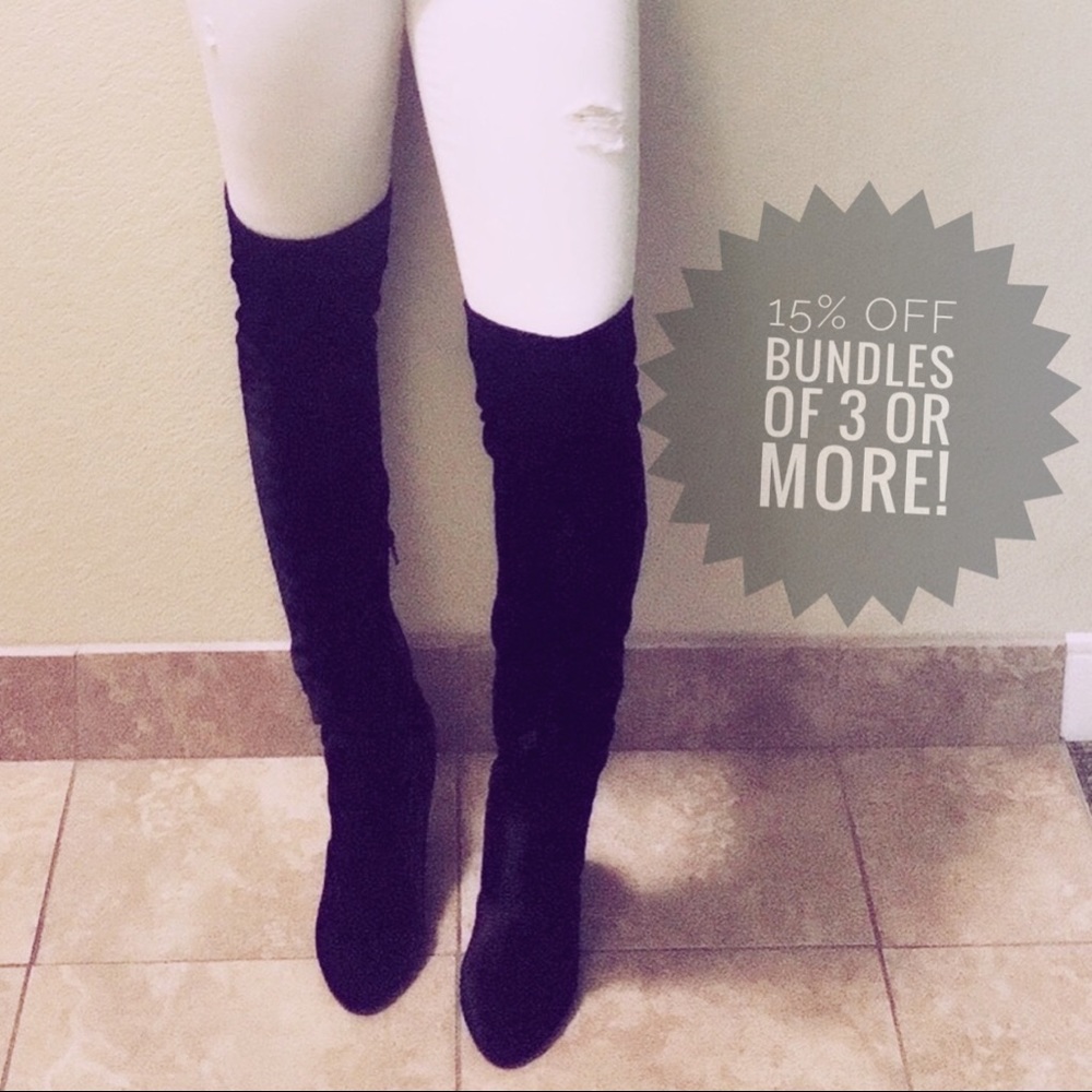 Velvet Over The Knee Boots